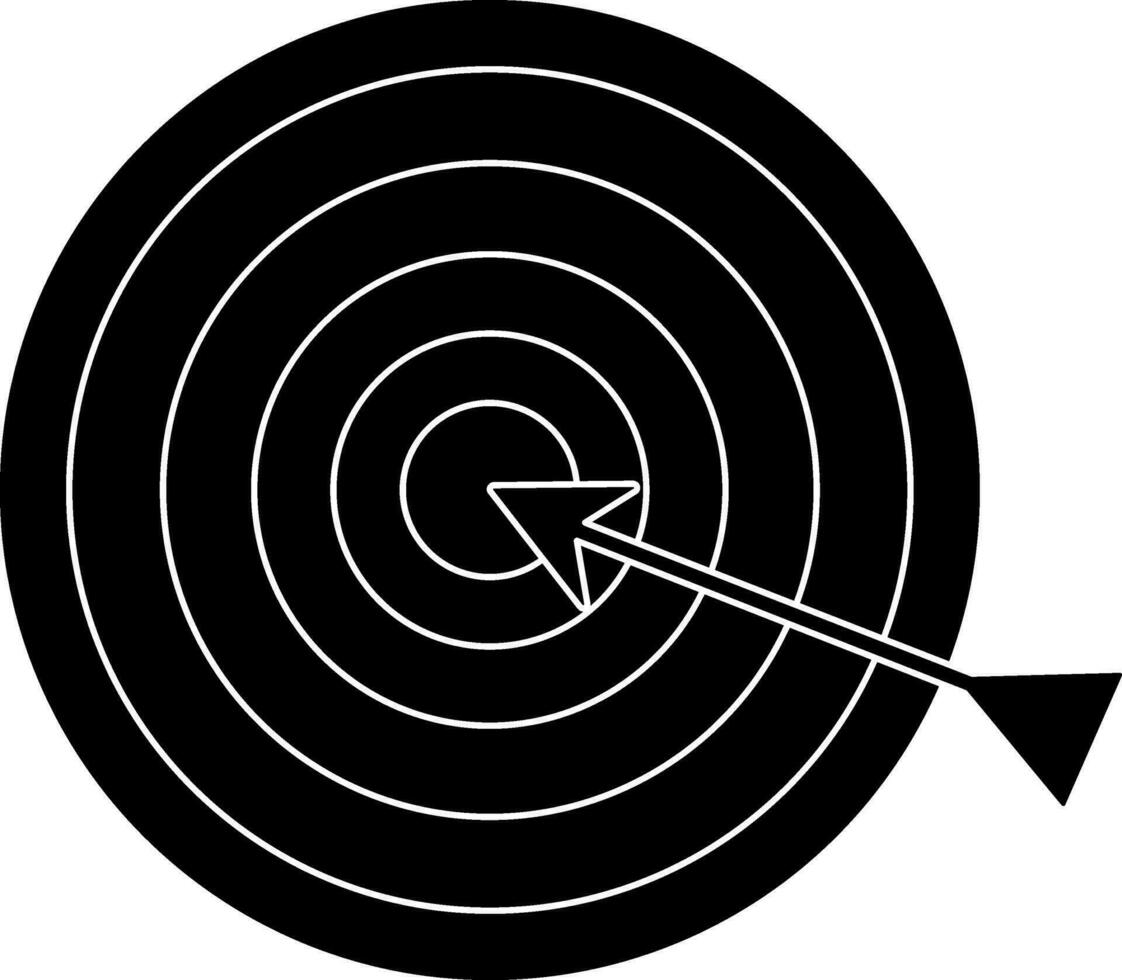 negro y blanco objetivo flecha con diana. vector