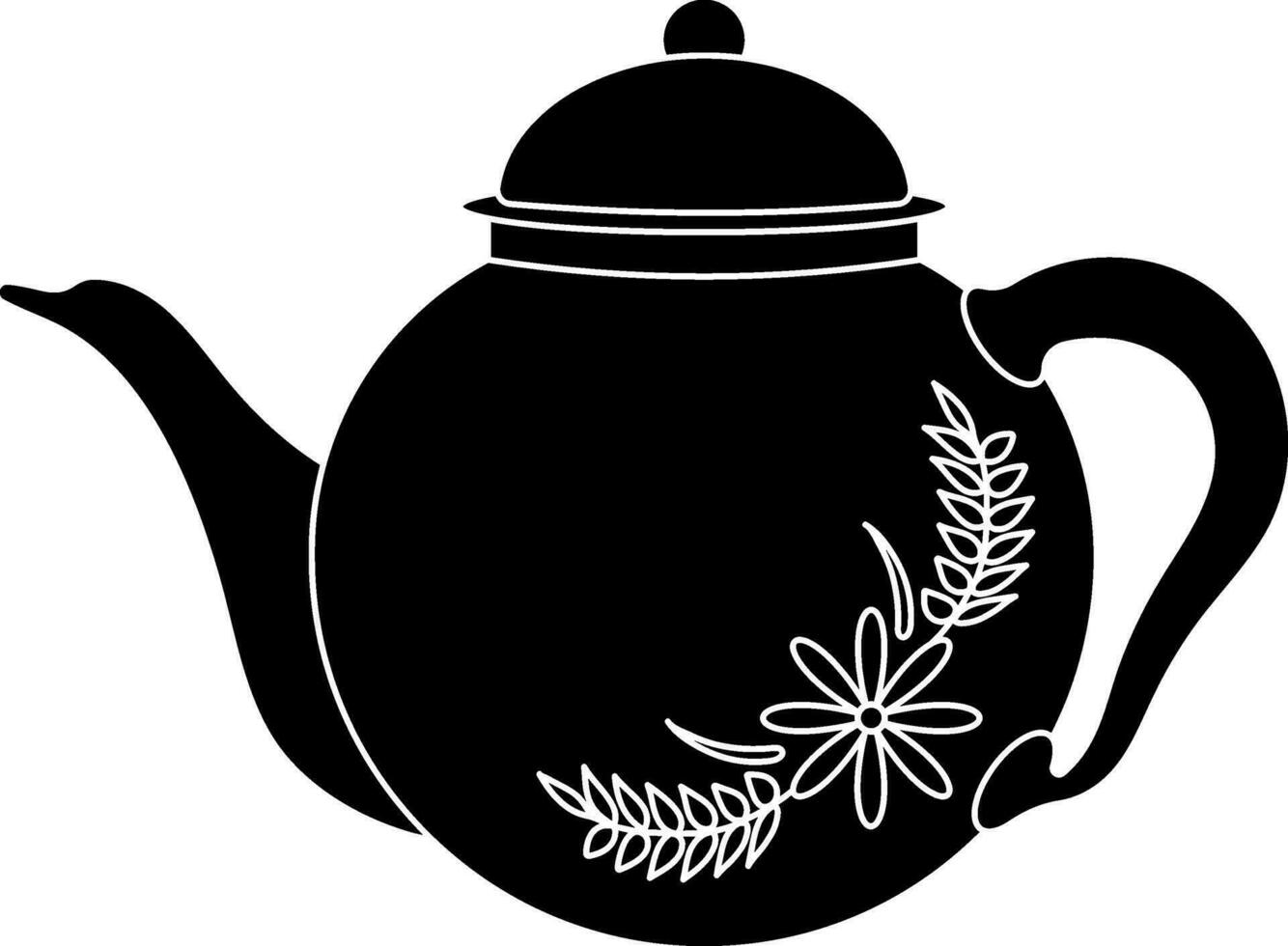 Black teapot made by flower with leaves. 25041718 Vector Art at Vecteezy