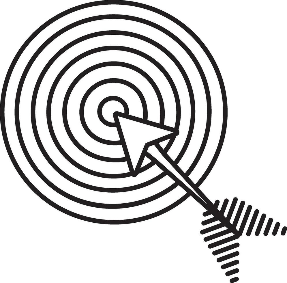 Black line art target with arrow. 25041730 Vector Art at Vecteezy