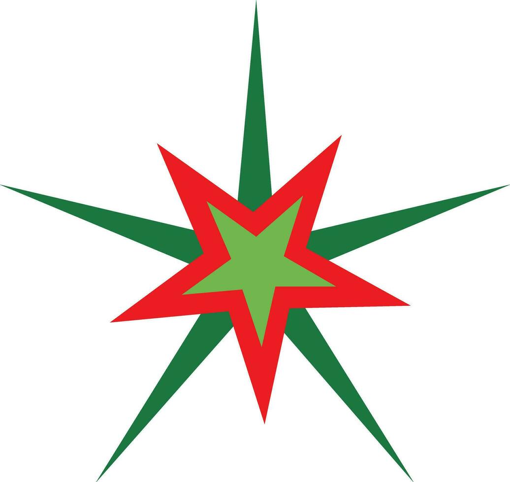 Decorative christmas star in red and green color. vector