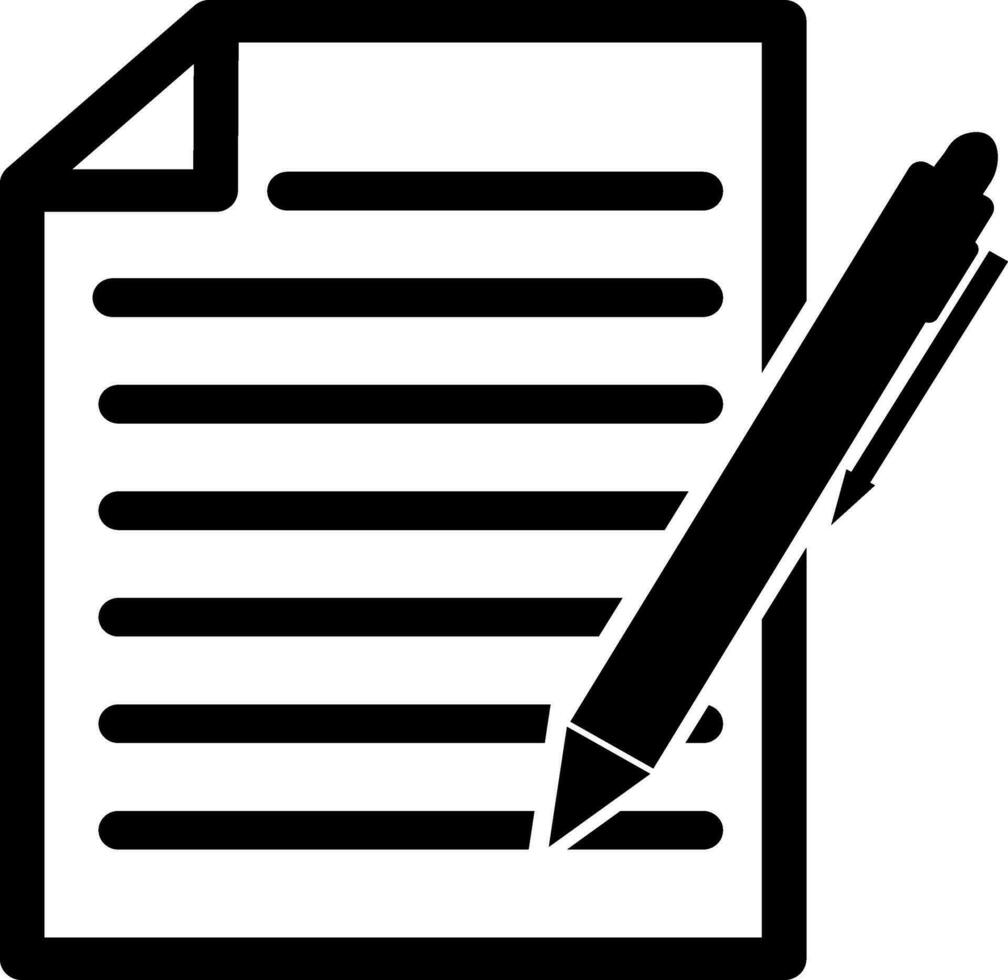 Flat style icon of a document with pen. vector