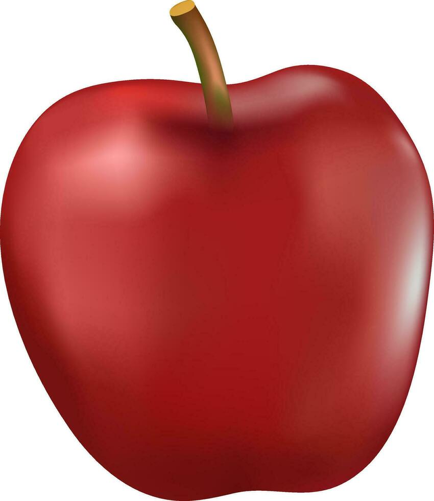 Glossy red apple on white background. vector