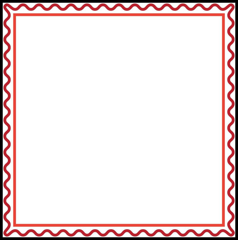 White background with red wavy border. vector