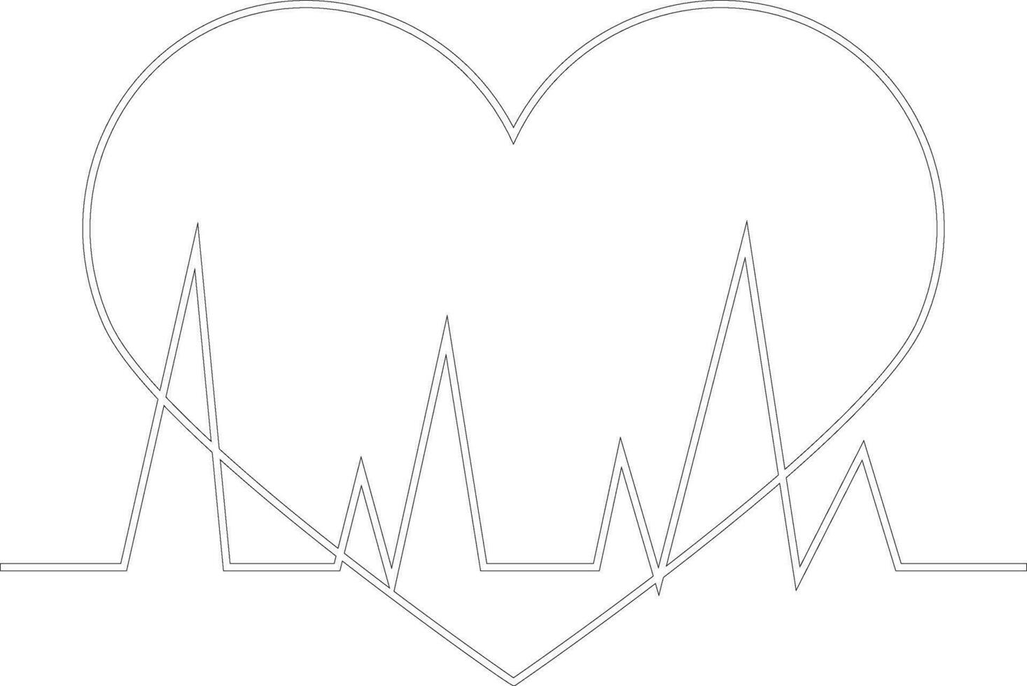 Illustration of heart beating in black line art. vector
