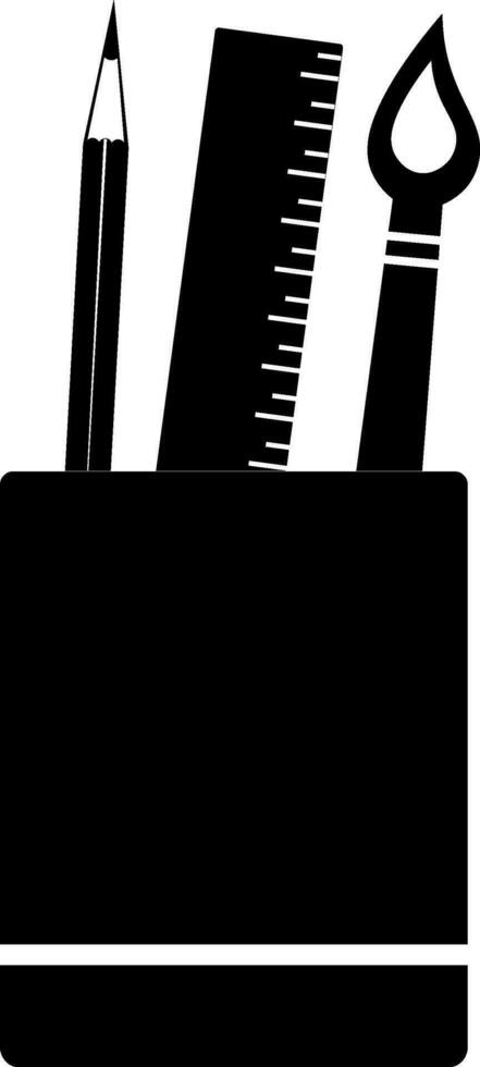 black and white pen holder icon. vector