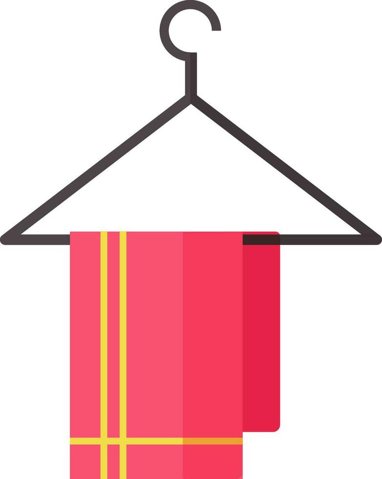 Colorful icon of hanging towel on hanger in flat style. vector