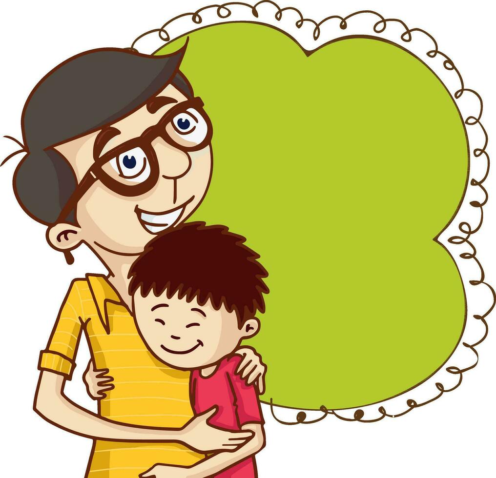 Character of father with cute son. vector