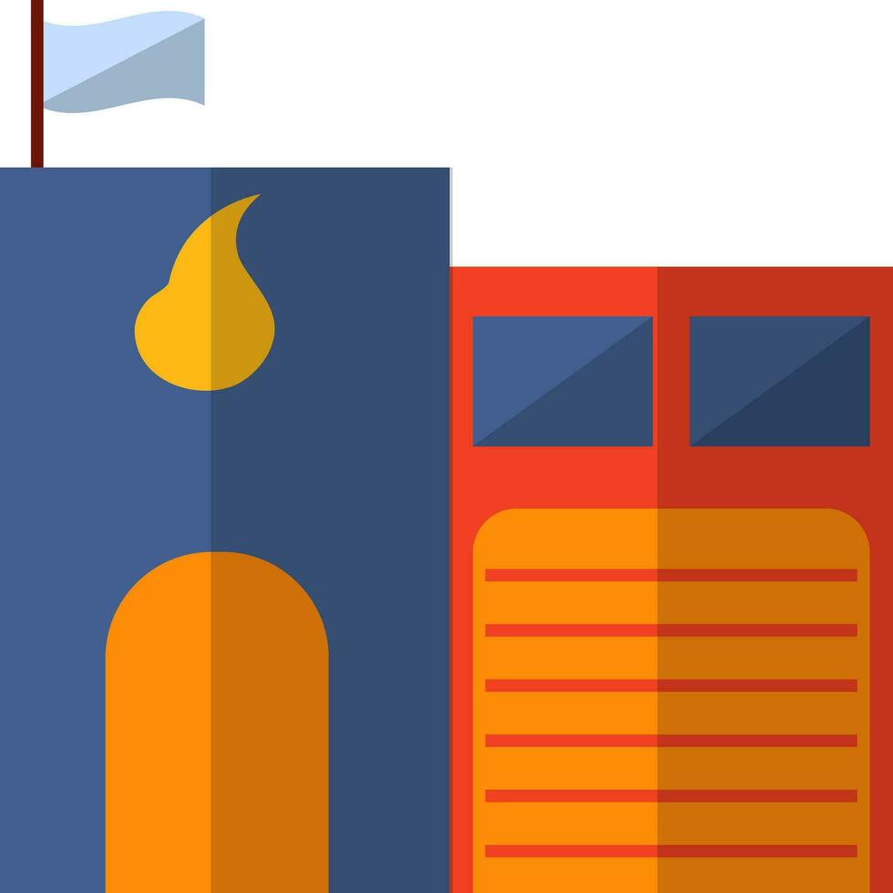 Fire station in flat style with half shadow. vector