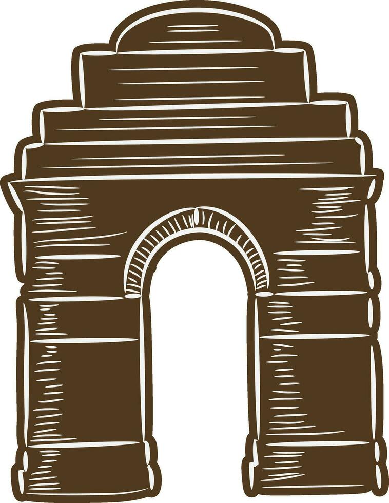 Brown and white India Gate. vector