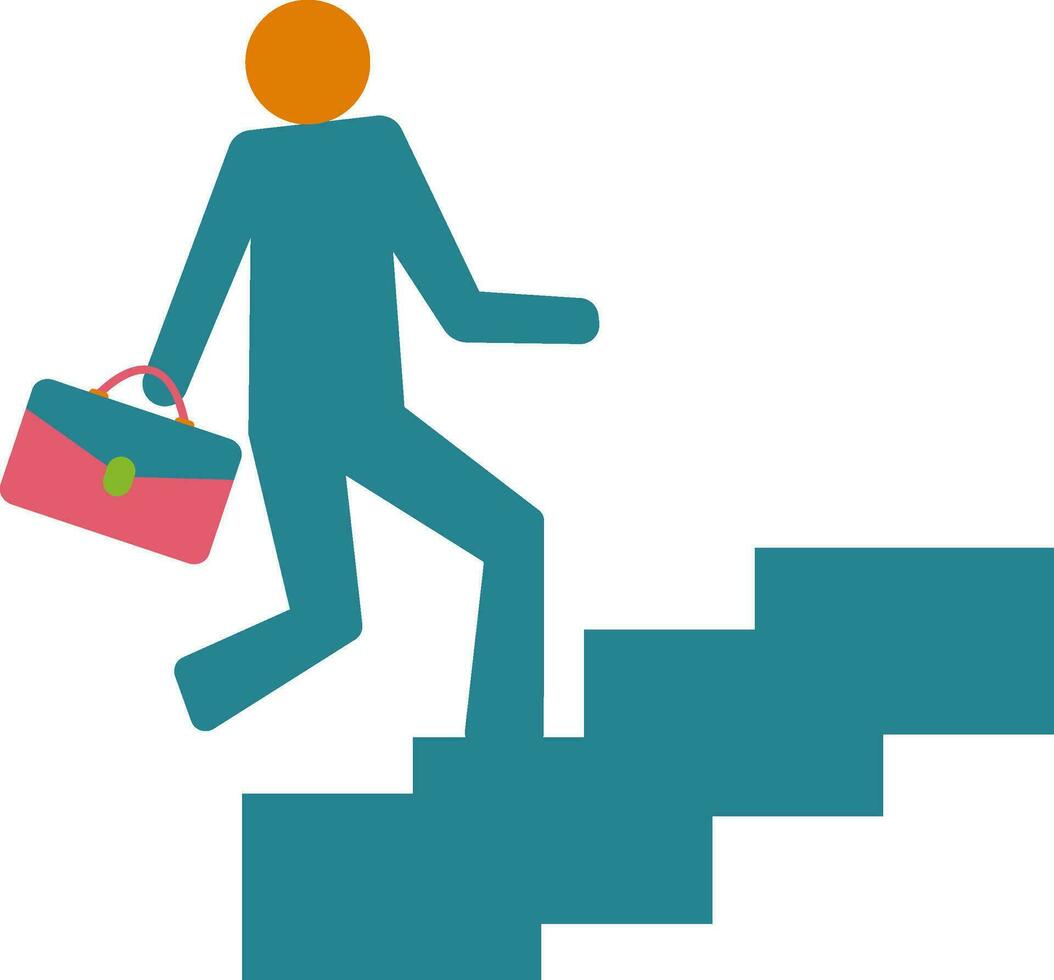 Employee with briefcase walk on stairs. vector