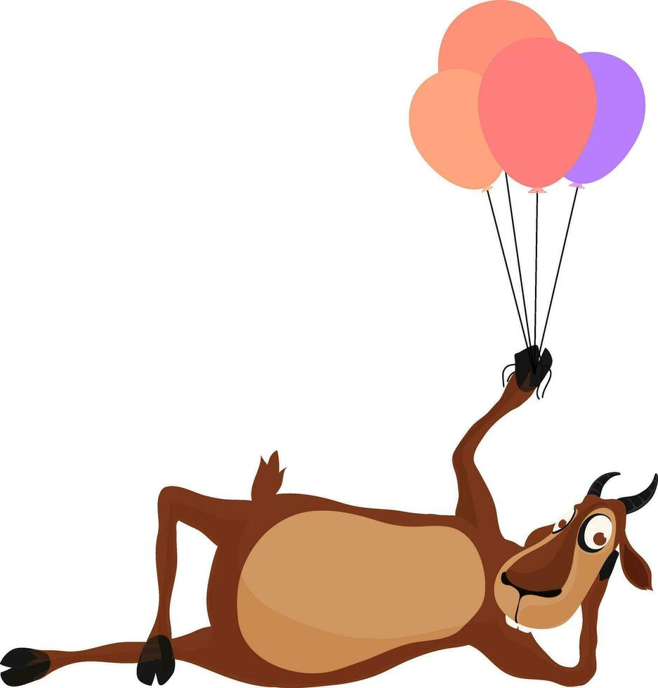 Character of goat with balloons. vector