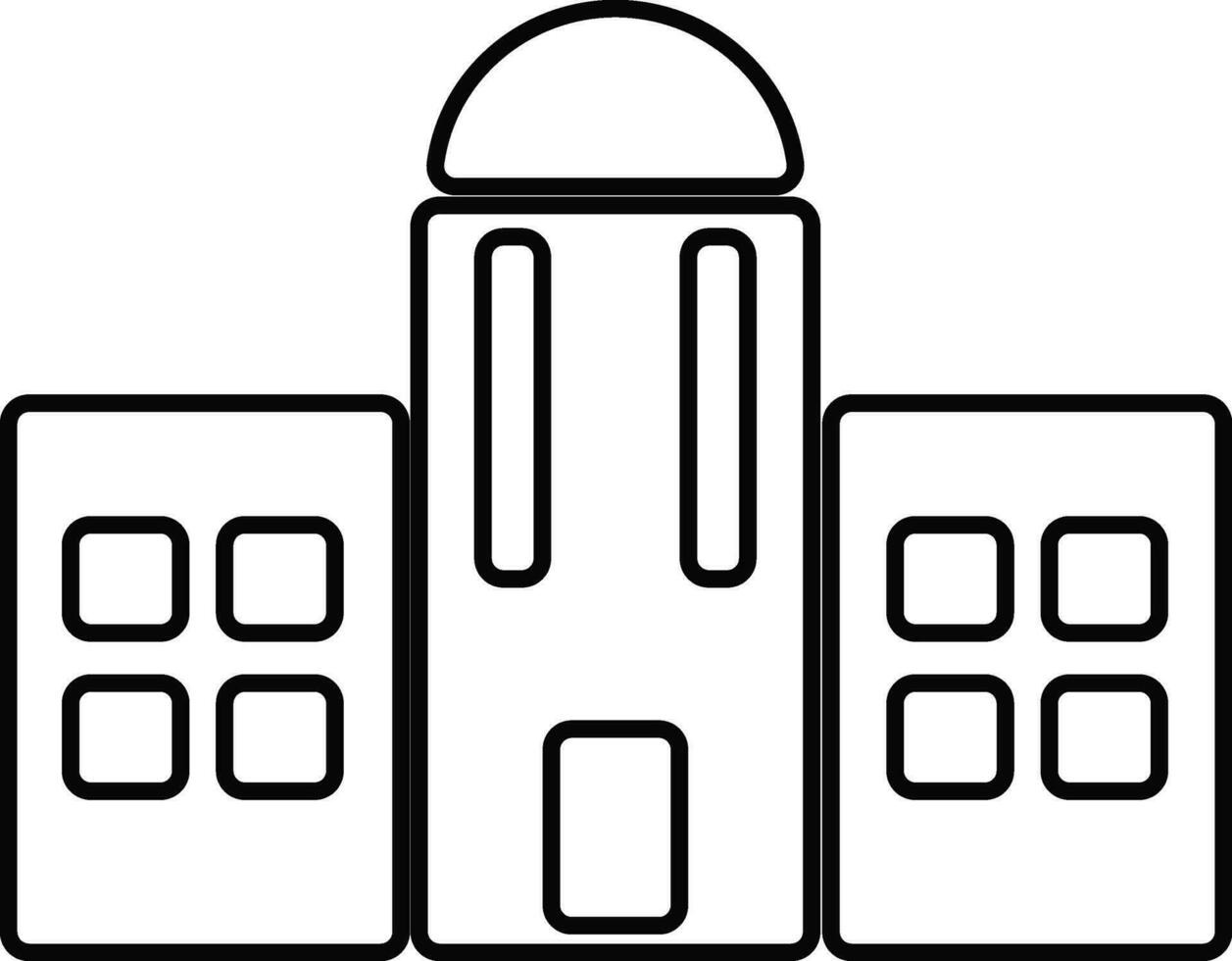 Black and white building in flat illustration. vector