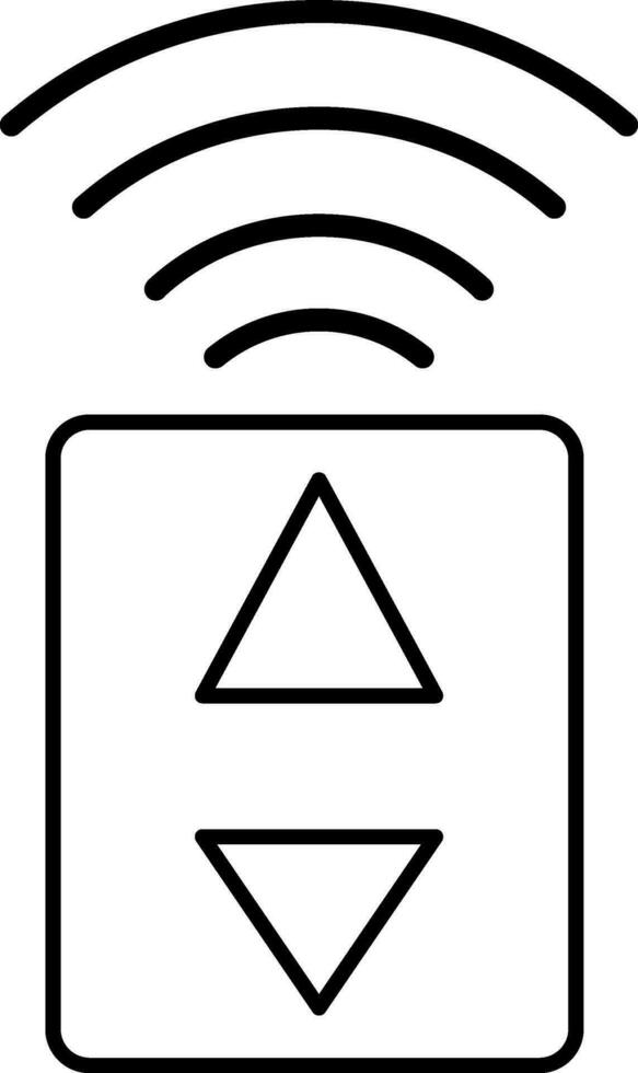 Black line art illustration of a signal with button. vector