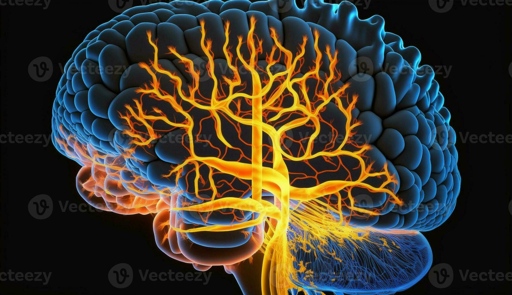 Human brain anatomy science nervous system synapse illustration generated by AI photo