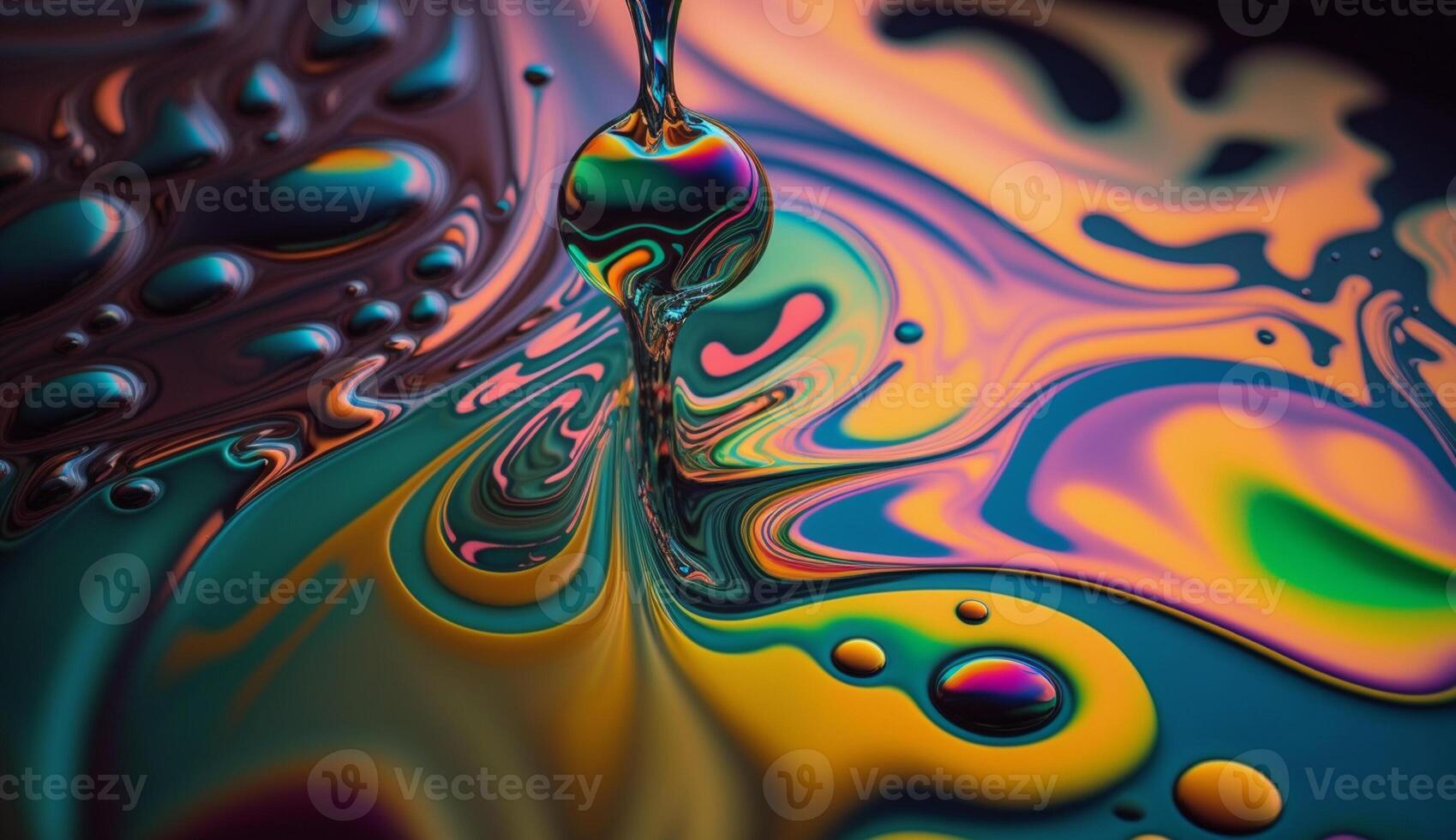 Abstract multi colored pattern of vibrant water drops generated by AI photo