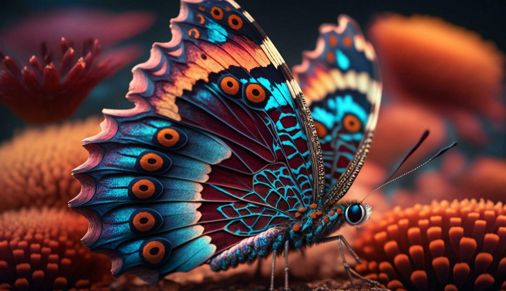 Multi colored butterfly wing exhibits vibrant fragility generated by AI photo