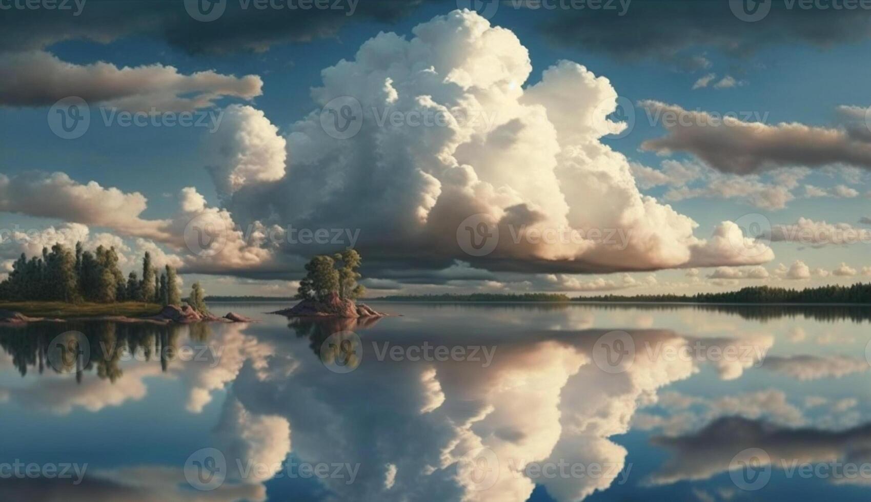 naturaleza refleja tranquilo cielo sereno paisaje en verano generado por ai foto