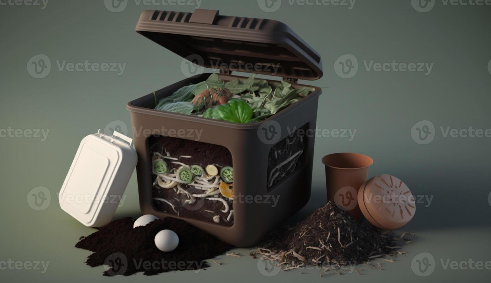 Fresh vegetables in wooden container on studio table generated by AI photo