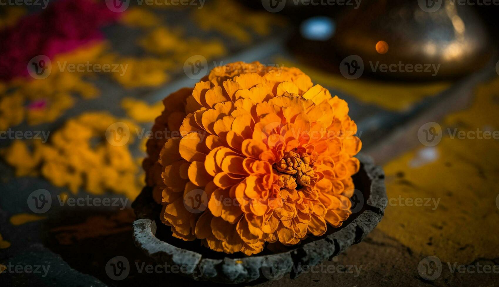 A vibrant bouquet of multi colored flowers in vase generated by AI photo