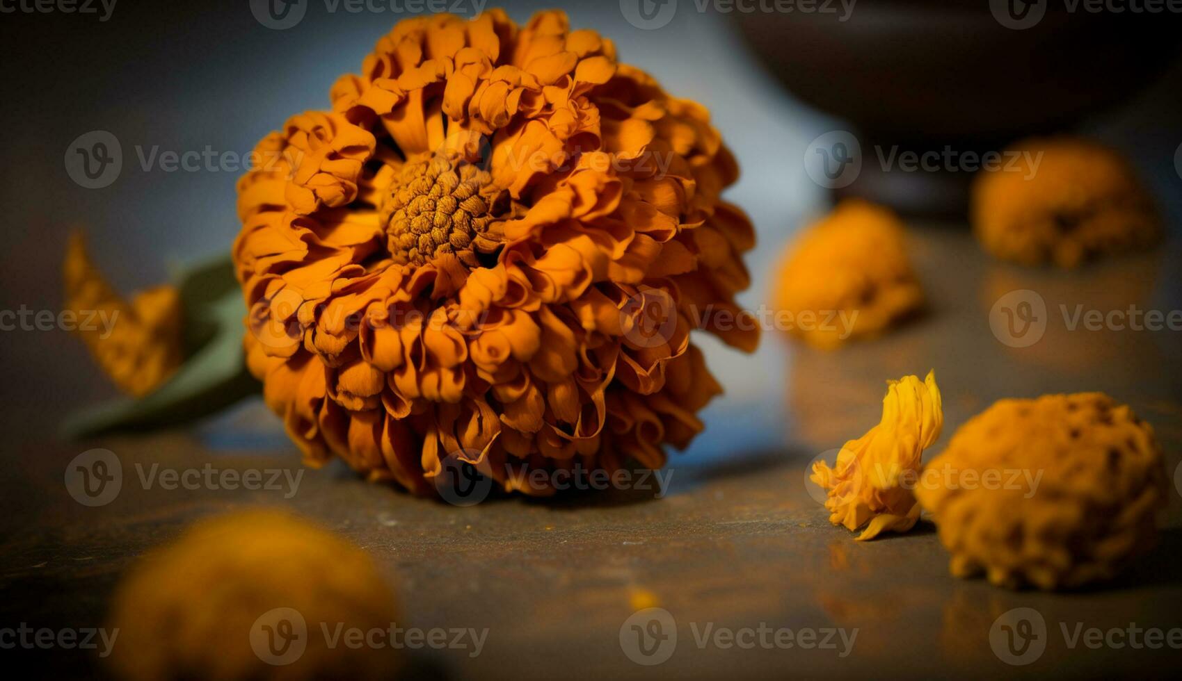 Nature beauty close up yellow flower on wooden background generated by AI photo