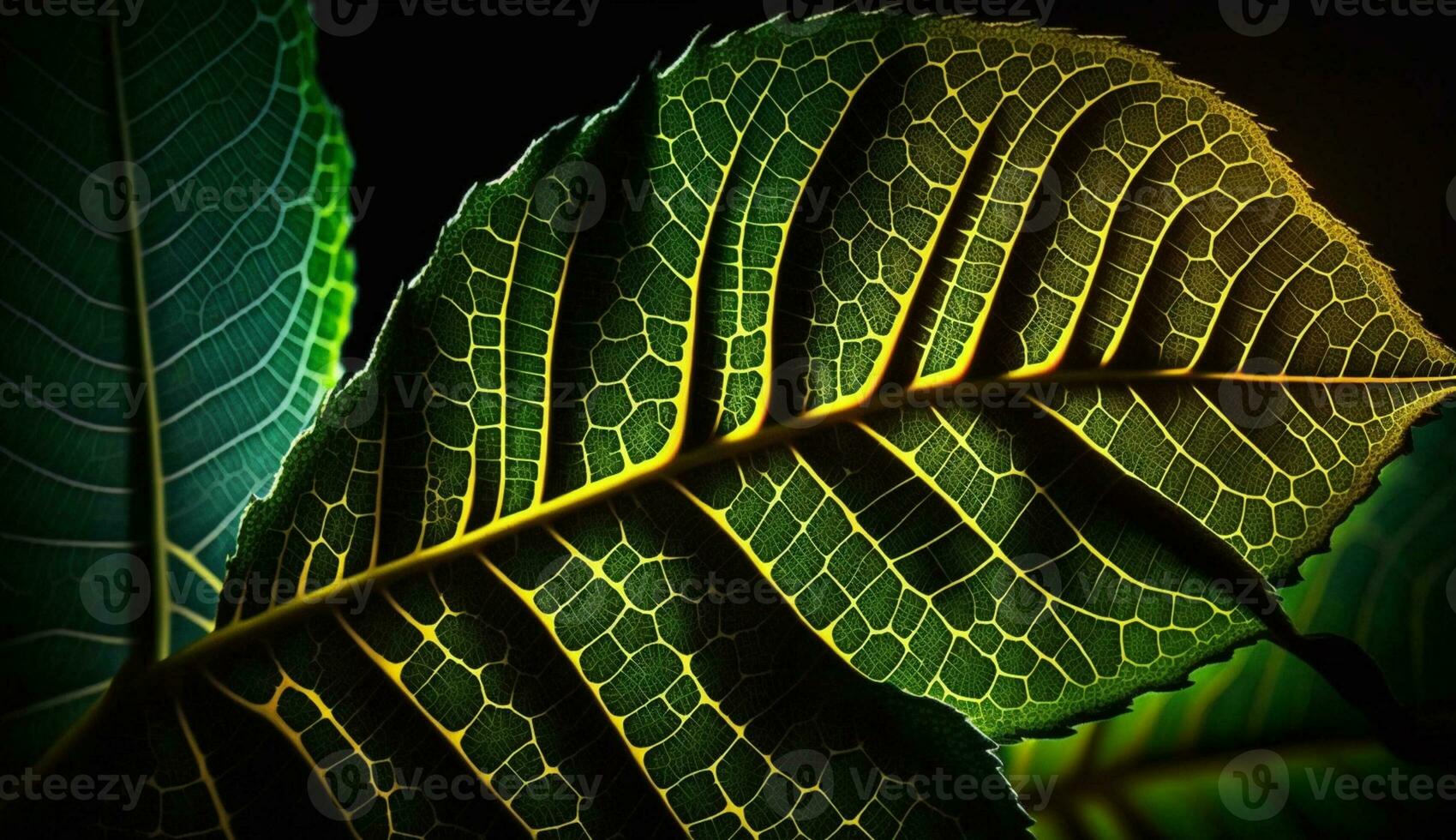 Leaf veins close up nature organic pattern generated by AI photo