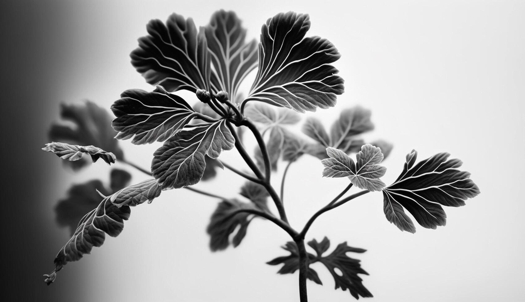 Nature beauty in monochrome silhouette freshness growth generated by AI photo