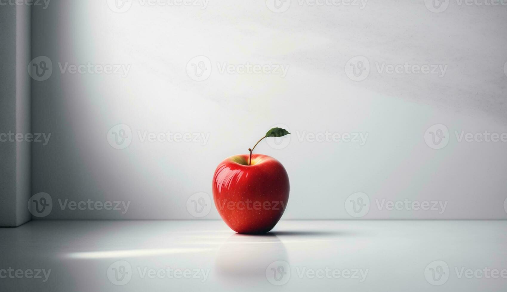 Fresh, organic, ripe apple on white background ,generative AI photo