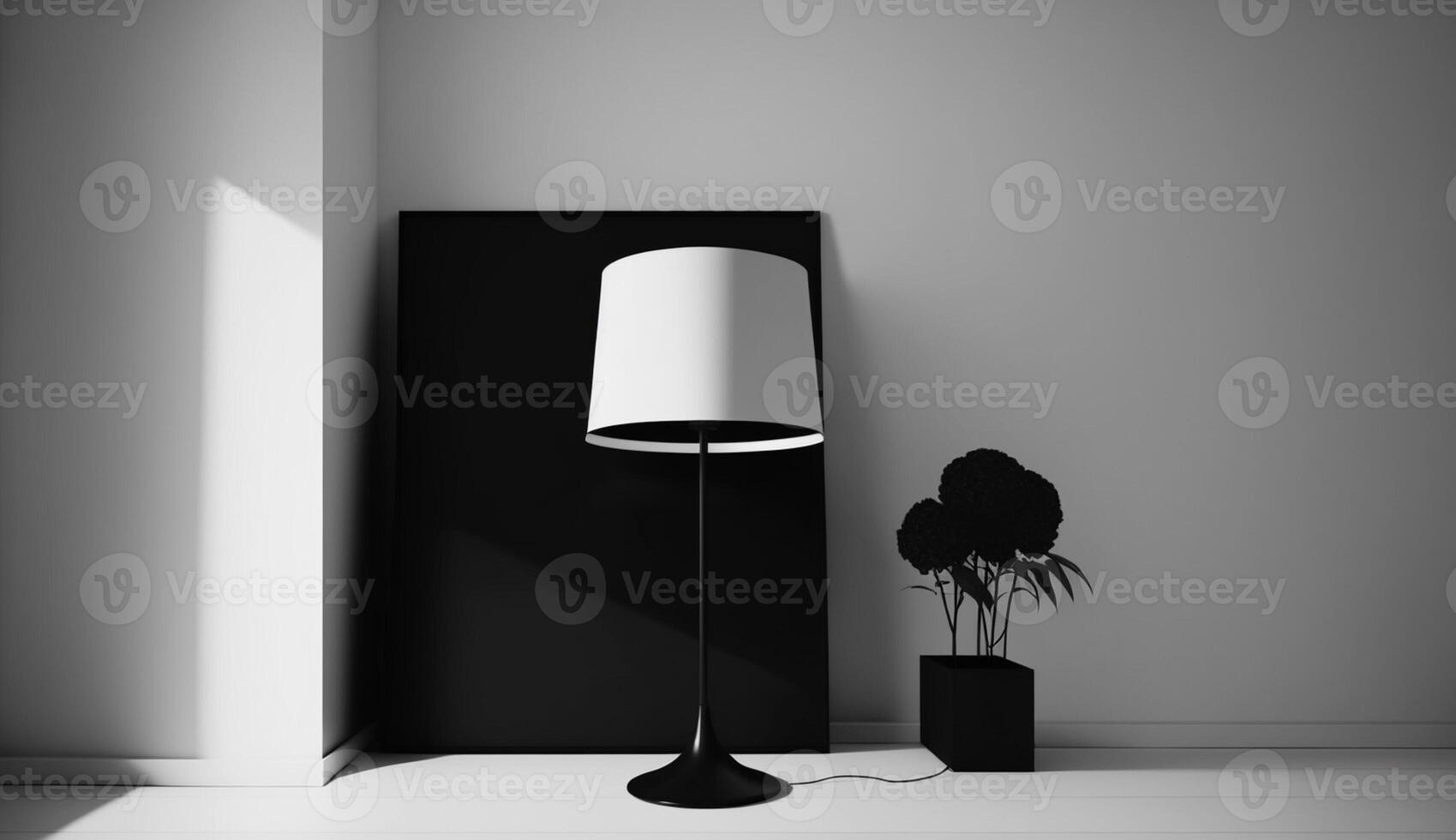 Modern design table lamp illuminates empty domestic room ,generative AI photo