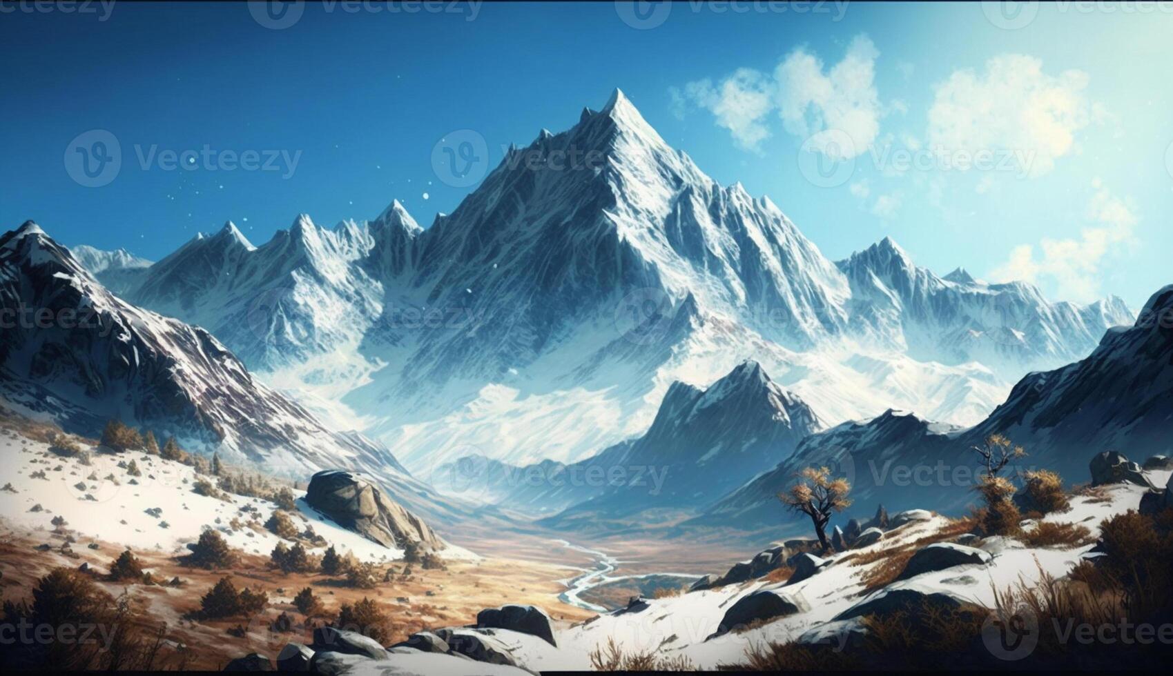 montaña pico en pie majestuosamente terminado glacial paisaje ,generativo ai foto