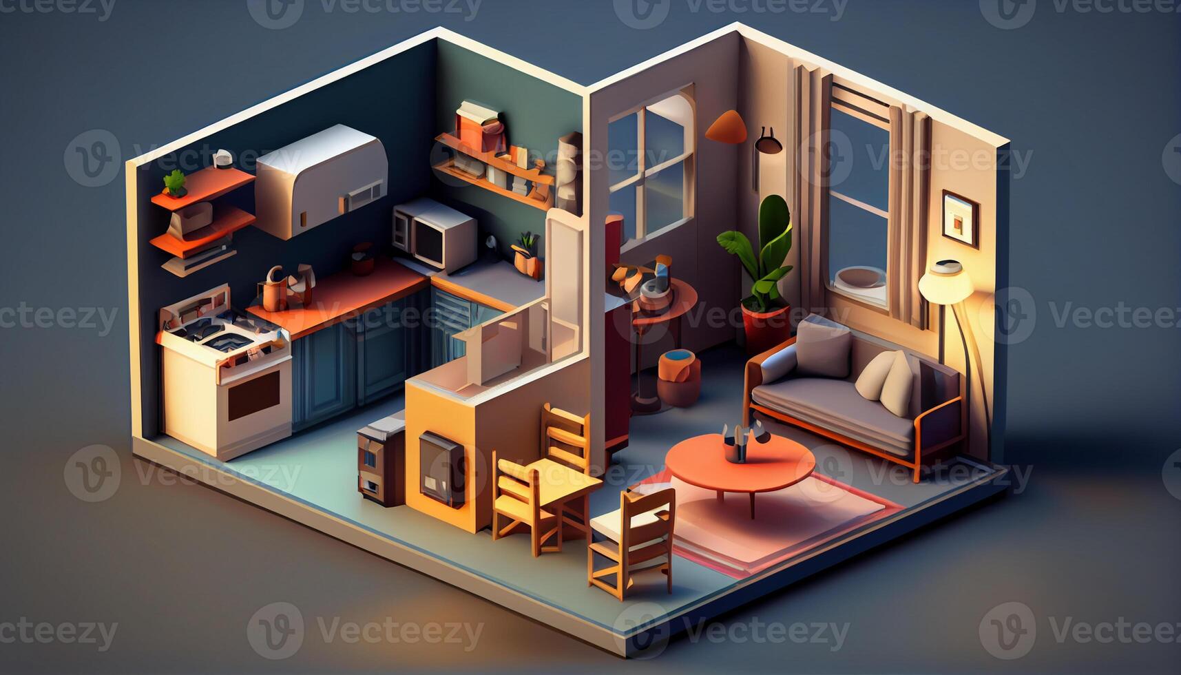 Modern apartment with stylish furniture and decoration ,generative AI photo