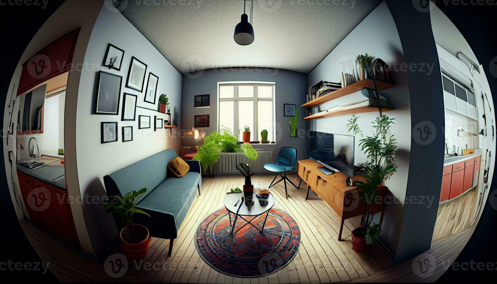 Inside modern domestic room with elegant design ,generative AI photo