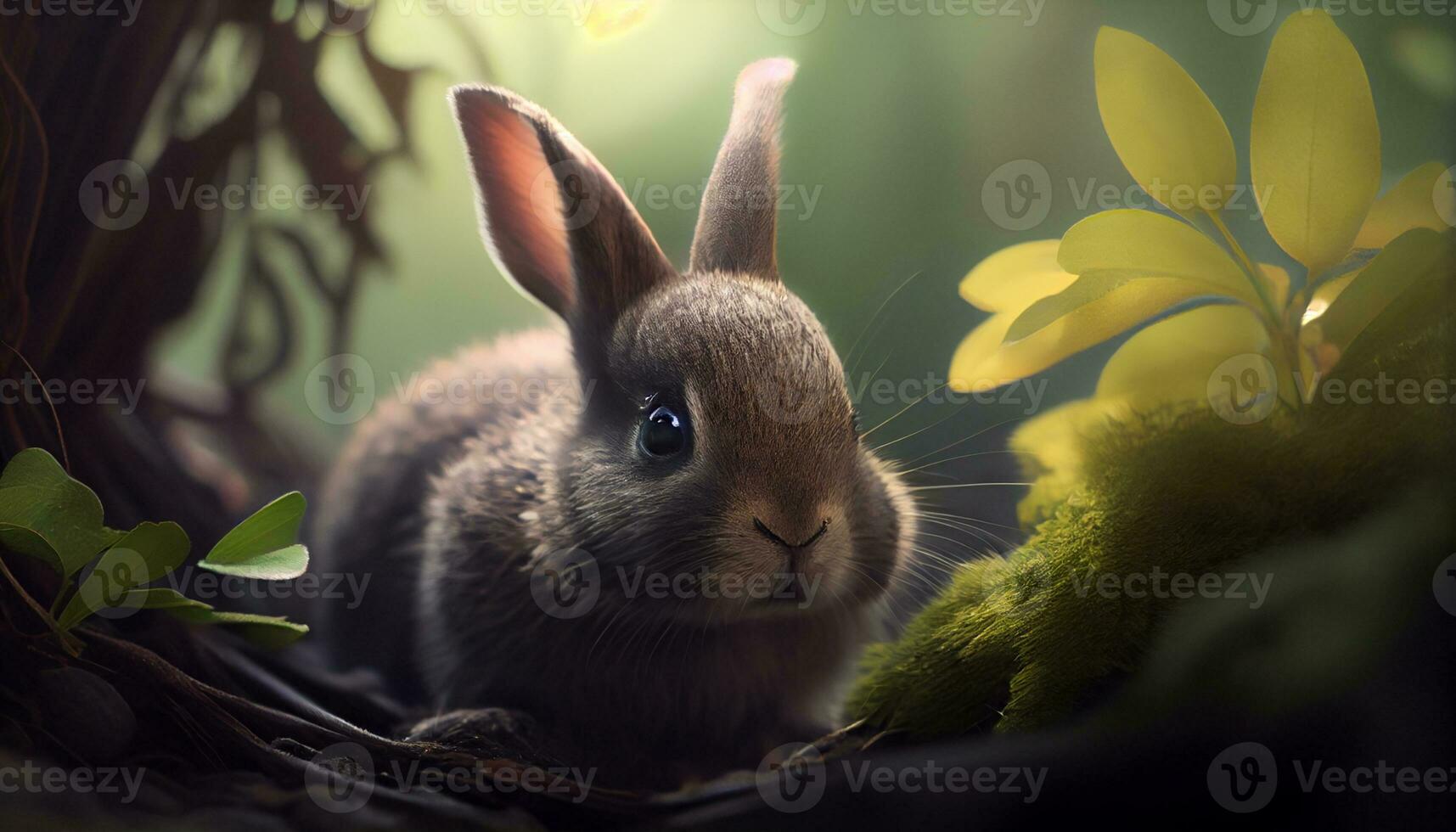 belleza Conejo en sus habitat realista escena ,generativo ai foto