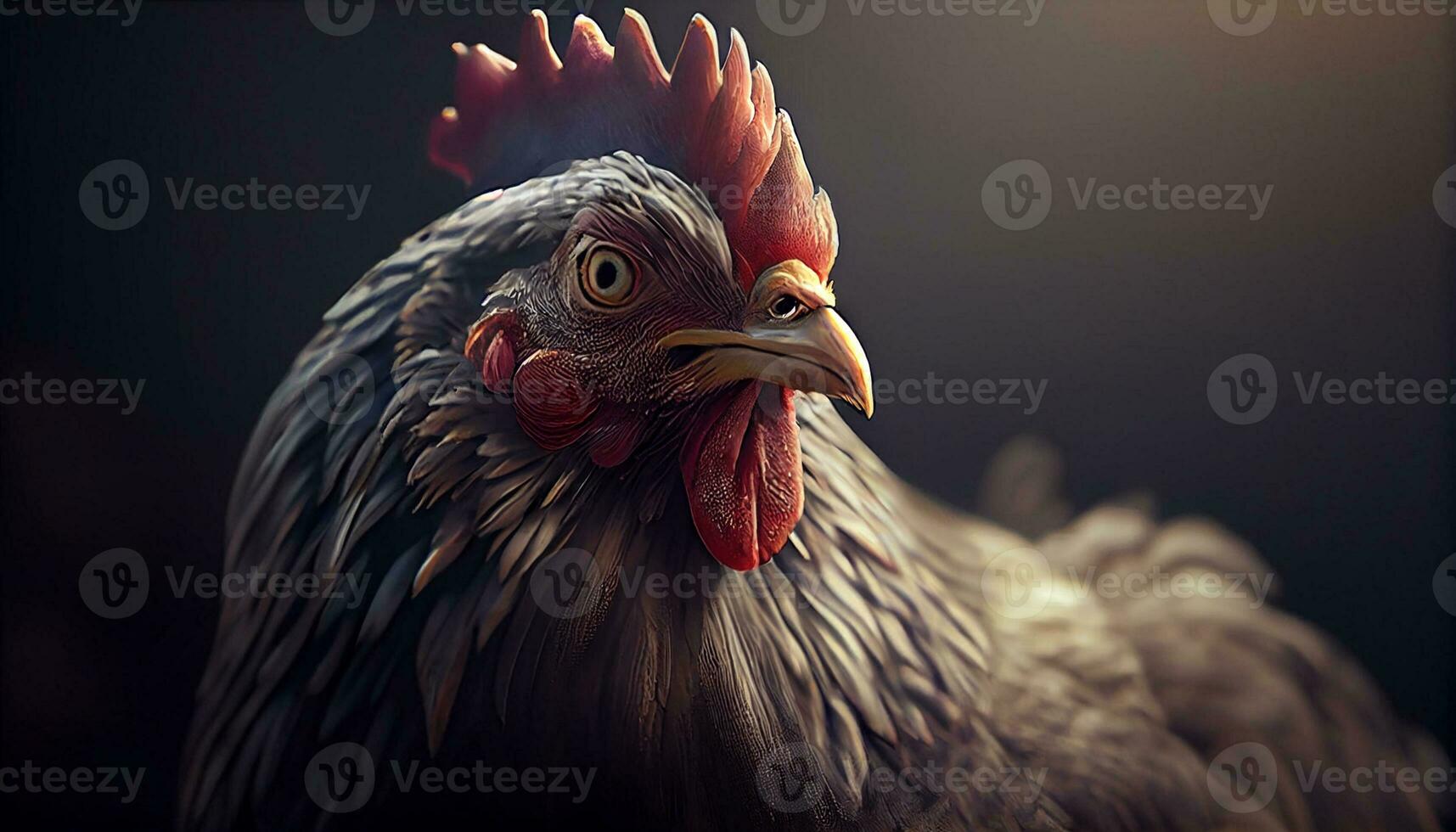close up white hen animal farm scene ,generative AI photo