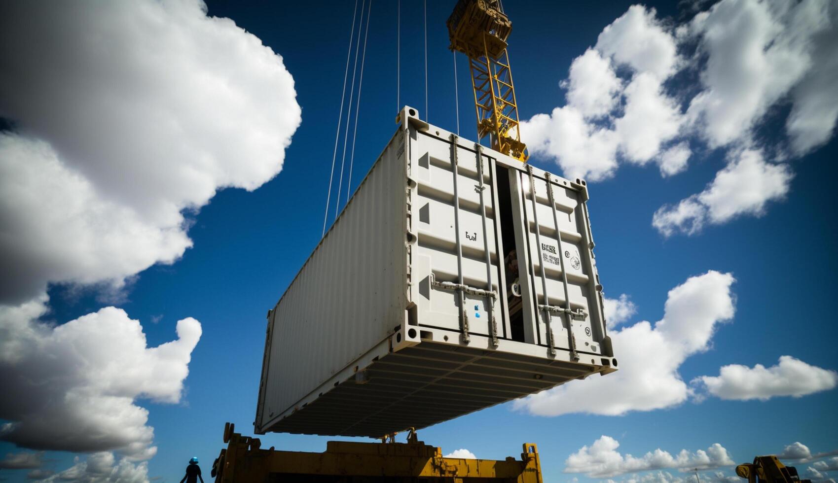 Industry ships and cranes unloading cargo containers outdoors generated by AI photo