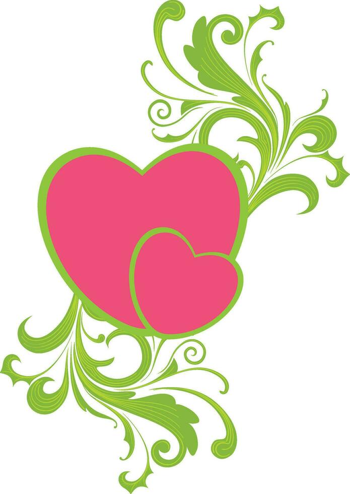 Vintage floral design with pink heart. vector