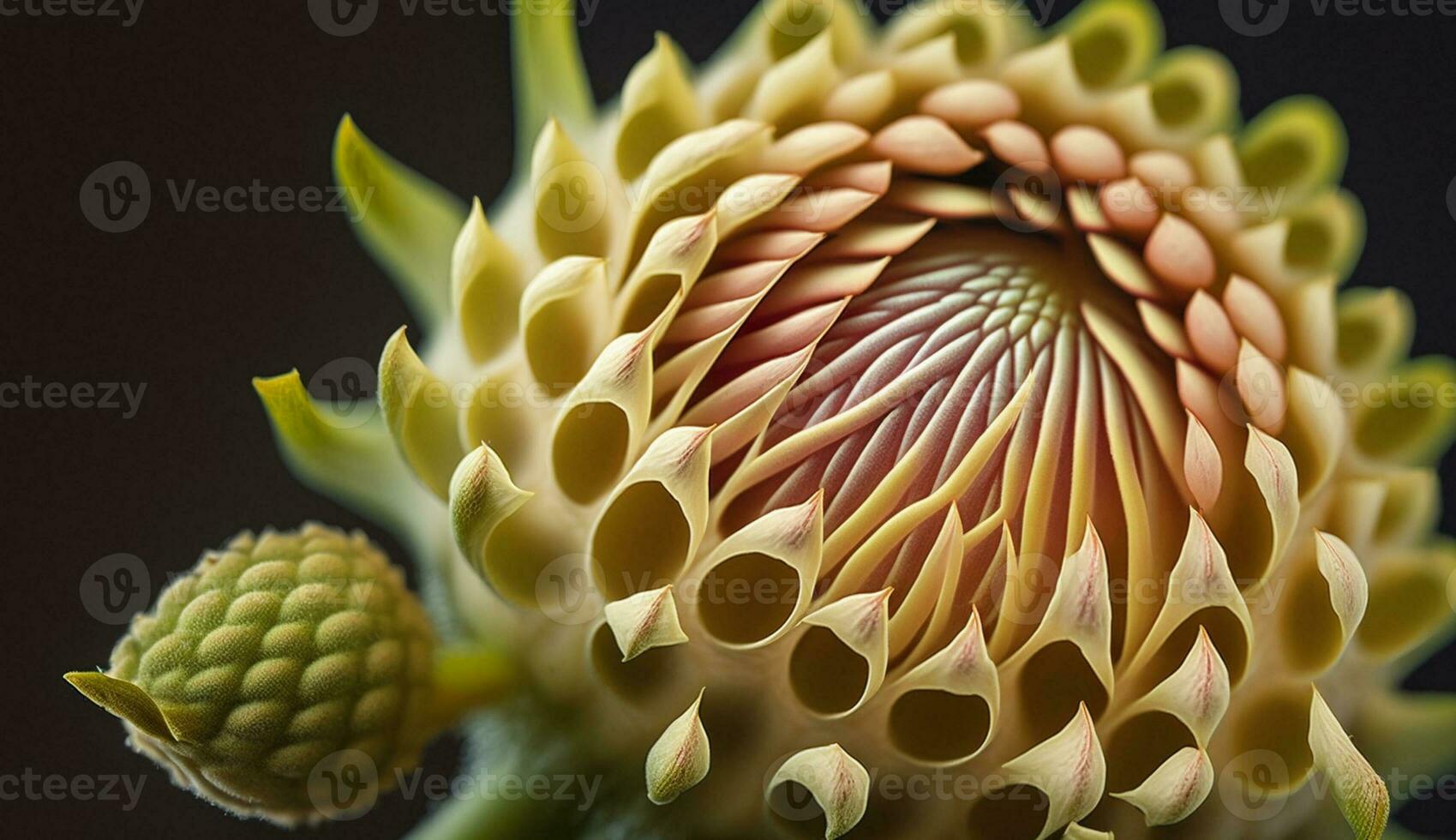 Nature beauty in close up yellow lotus water lily generated by AI photo