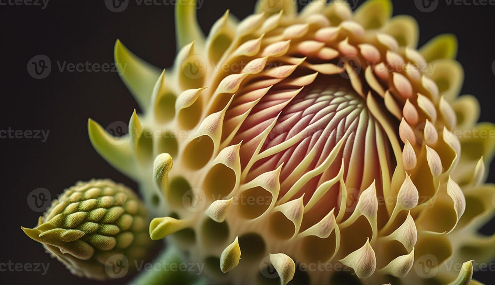 cerca arriba de amarillo flor cabeza pétalos y hoja generado por ai foto