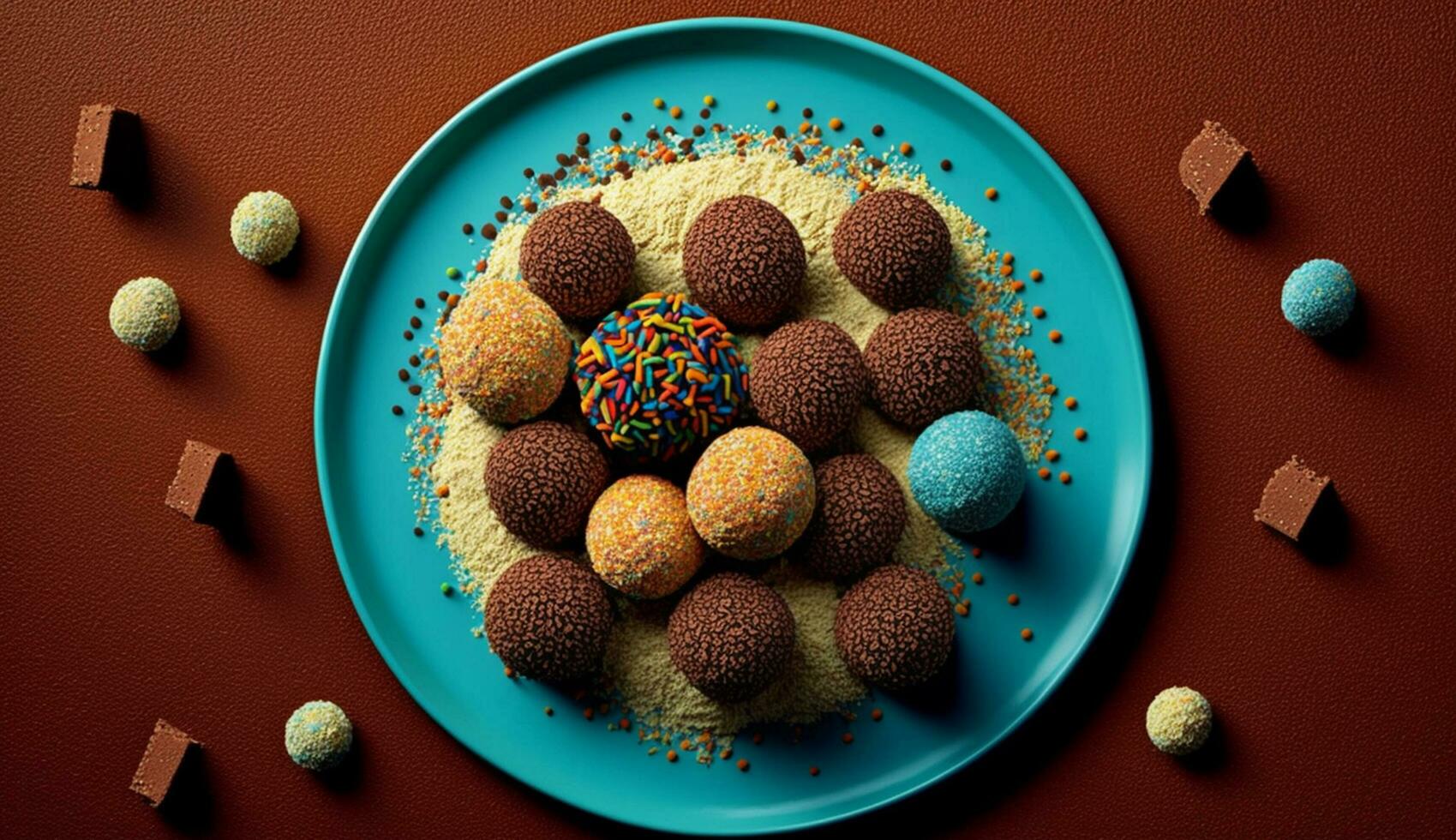 Chocolate dessert, candy ball, gourmet decoration, sweet indulgence ,generative AI photo