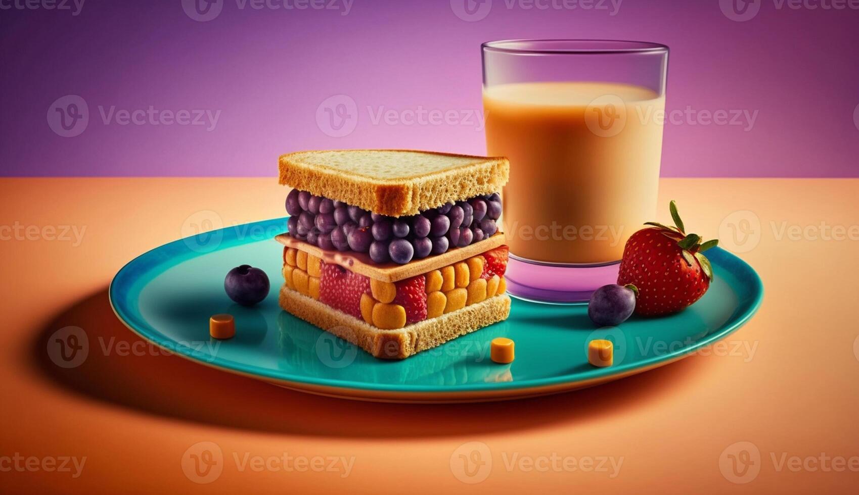 Sweet meal of dessert and fruit on plate ,generative AI photo