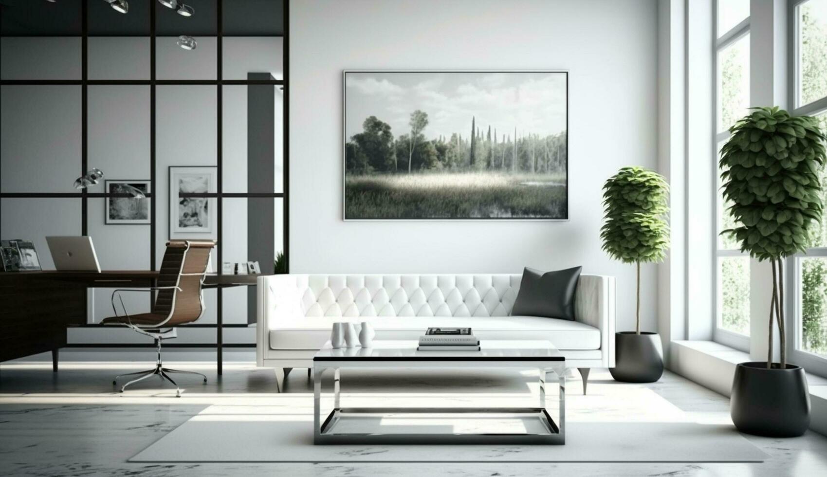 Modern domestic room design with elegant architecture ,generative AI photo