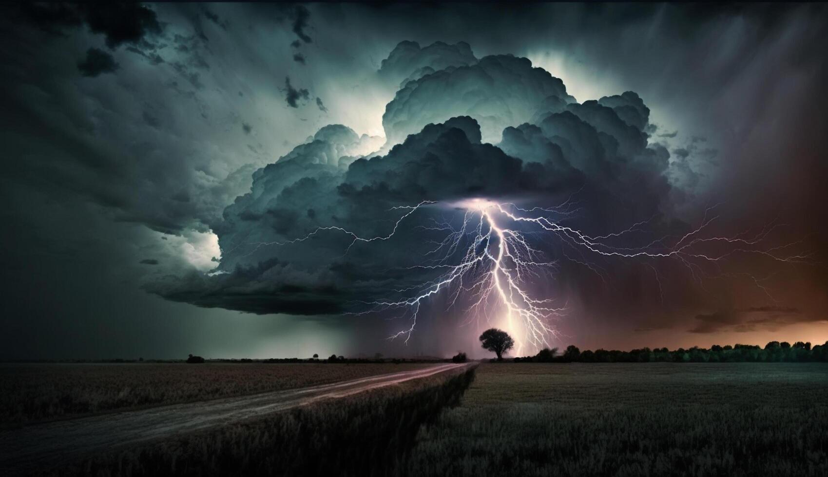 oscuro cielo terminado paisaje, ominoso tormenta que se acerca ,generativo ai foto