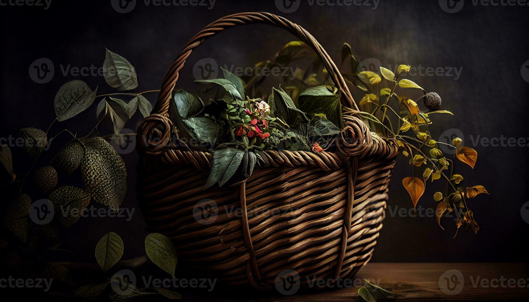 otoño frescura cesta de maduro Fruta y hojas ,generativo ai foto