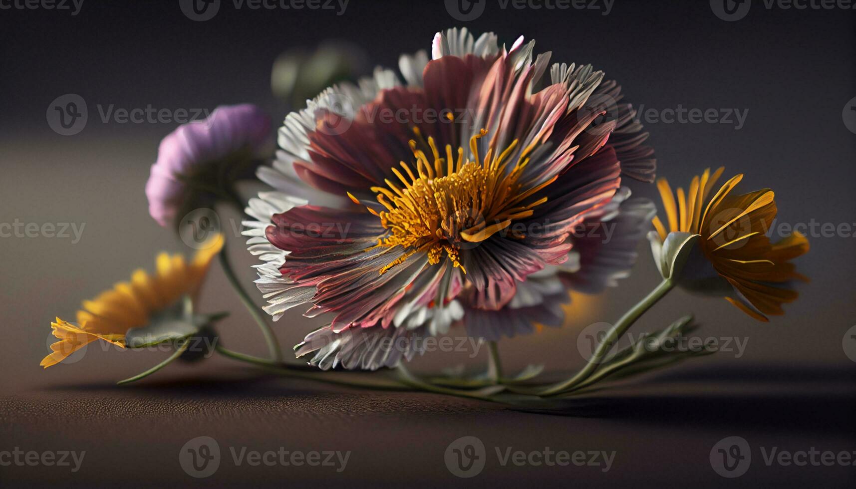 Blossoming daisy, close up, yellow petal beauty ,generative AI photo