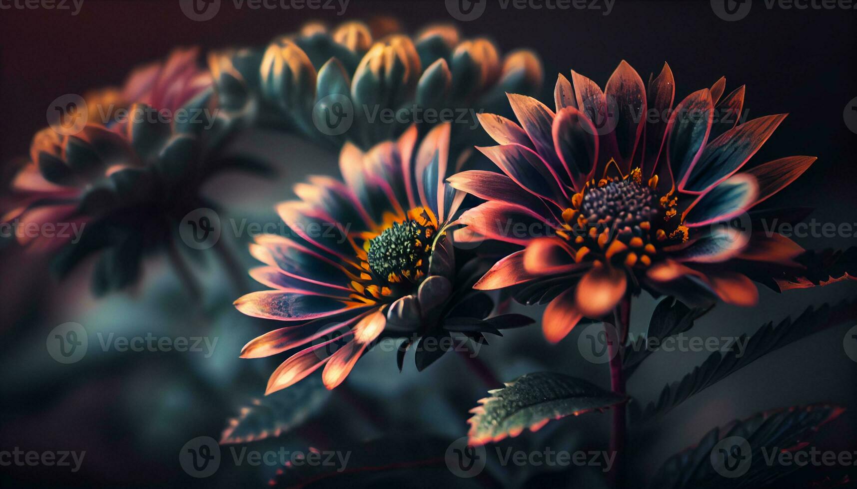 Multi colored flower head in close up nature shot ,generative AI photo