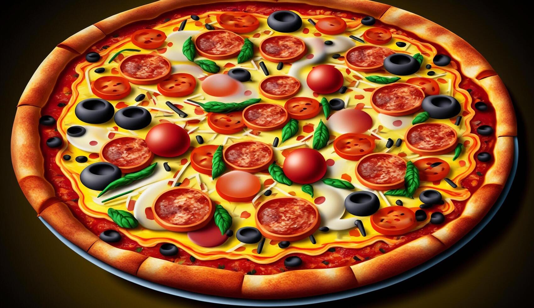 Gourmet pizza meal baked with fresh ingredients ,generative AI photo