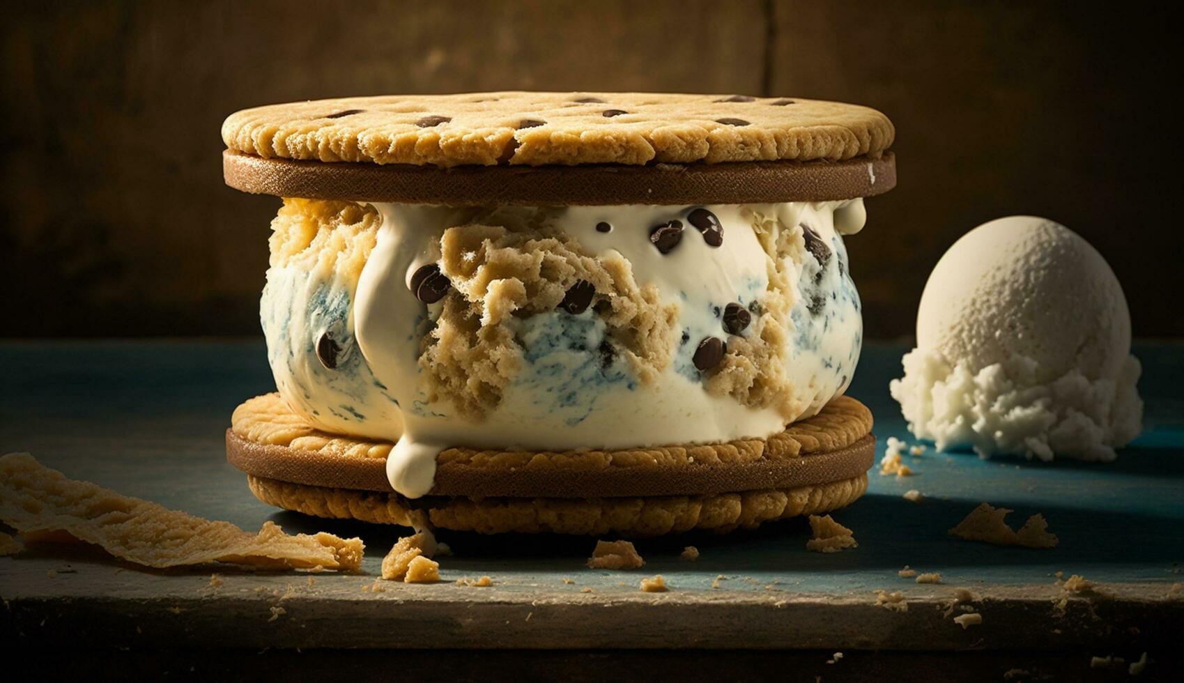 recién horneado hecho en casa oscuro chocolate galletas en madera ,generativo ai foto