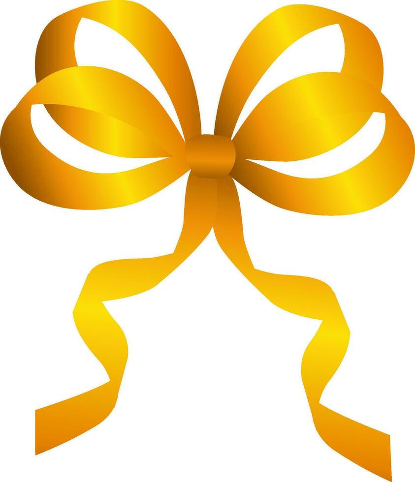 Golden stylish ribbon bow icon. vector
