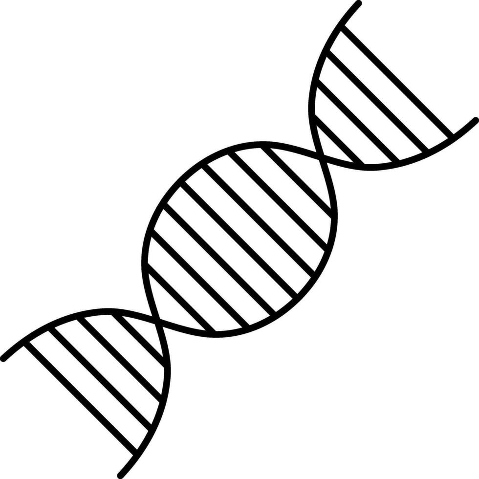 Black Line Art Illustration Of DNA Structure Icon. vector