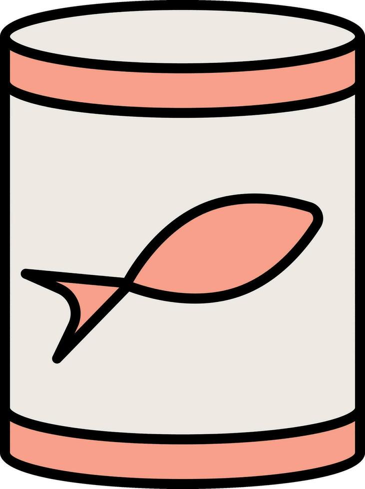 Fish Canned Box Icon In Peach And White Color. vector