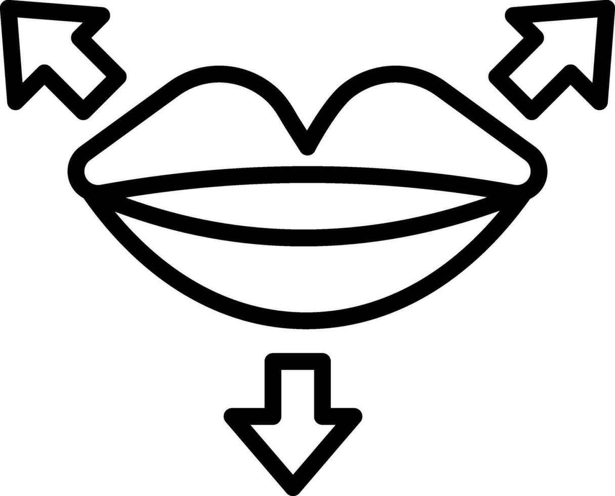 Illustration Of Lip Lifting Icon In Line Art. vector